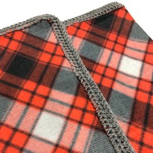 Handmade Fleece Throw Blanket Crocheted Trim